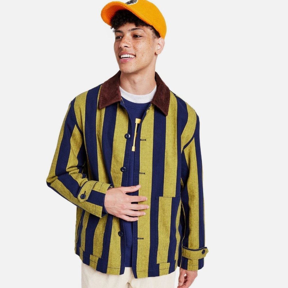Men's Vertical Stripe Corduroy Collared Canvas Jacket Rowing Blazers x Target MT
